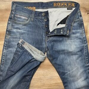 Rokker Selvedge Jeans Men 33x36 Blue Straight Leg Motorcycle Biker Japan Redline